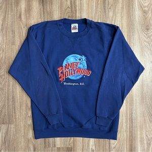 VTG Vintage Made In USA Planet Hollywood Washington D.C. Blue Sweatshirt Size L